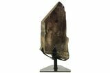 Dark Smoky Quartz Crystal With Metal Stand - Giant Point #219130-2